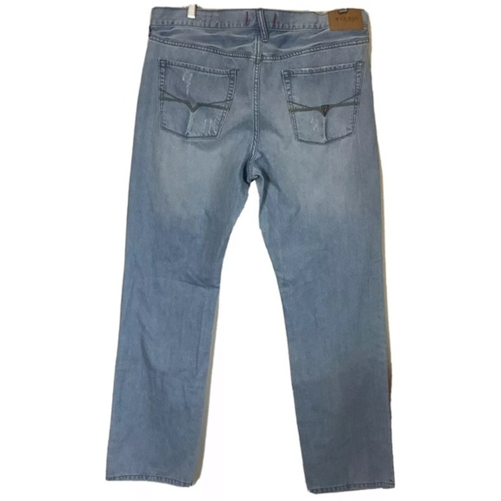 Guess Jeans Mens 38x33.75 Slim Straight Del Mar Fit Light Wash Denim Classic